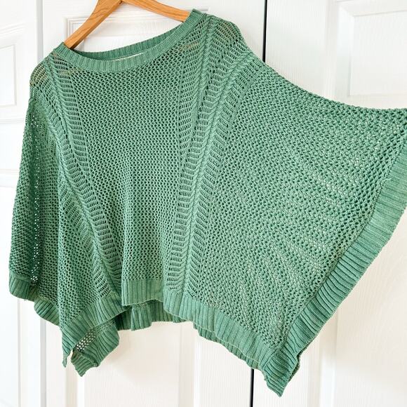 Staccato Green Open Knit Oversized Poncho Sweater Women’s Size S/M EUC - Picture 2 of 5